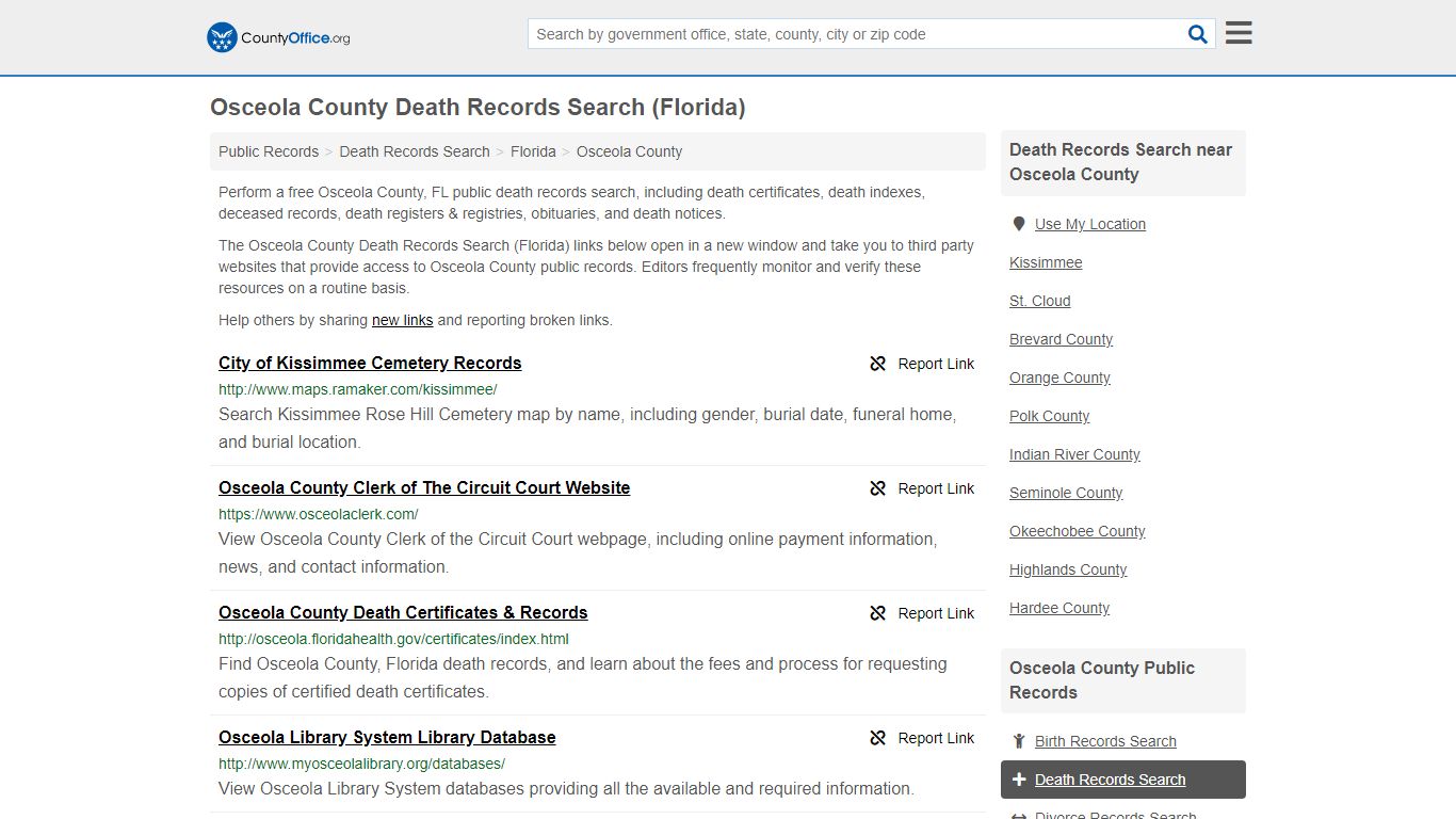 Death Records Search - Osceola County, FL (Death ...