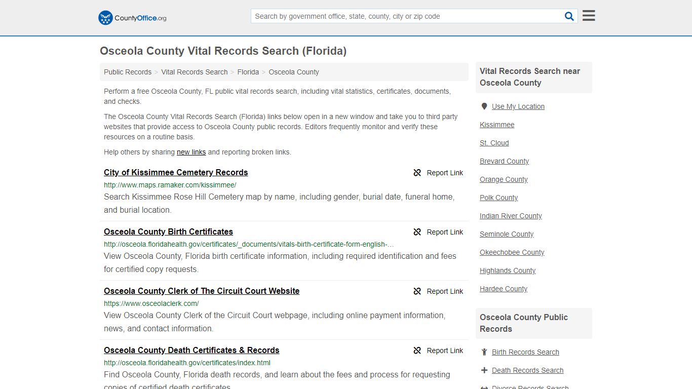 Vital Records Search - Osceola County, FL (Birth, Death ...